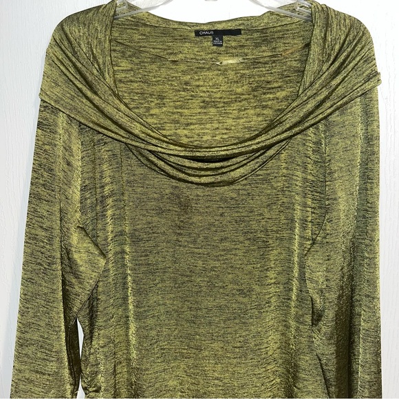 Chaus size XL green and black cowl neck top - Picture 2 of 7